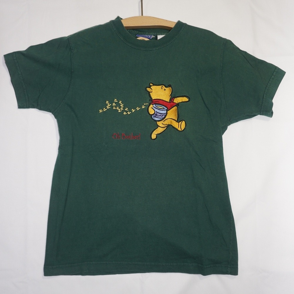 Pooh Medium Green Cotton Embroidered Winnie The Pooh Oh Bother T-Shirt